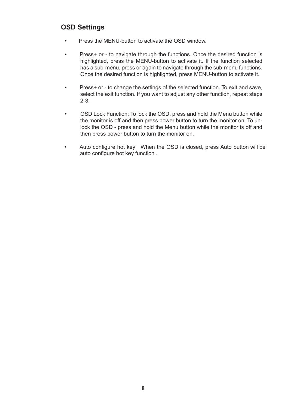 Osd settings | Lenovo D1960 User Manual | Page 10 / 21