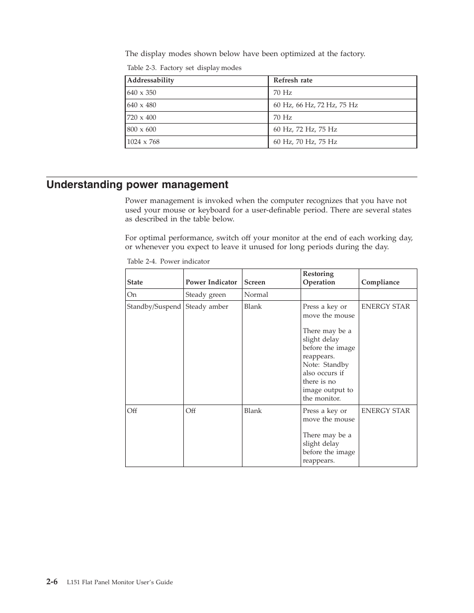 Understanding power management, Understanding, Power | Management | Lenovo L151 User Manual | Page 15 / 29