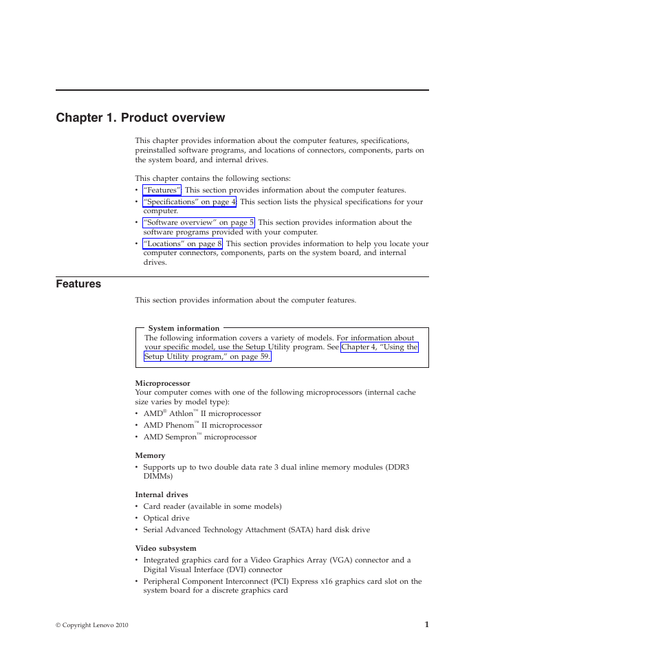 Chapter 1. product overview, Features | Lenovo 5393 User Manual | Page 9 / 94