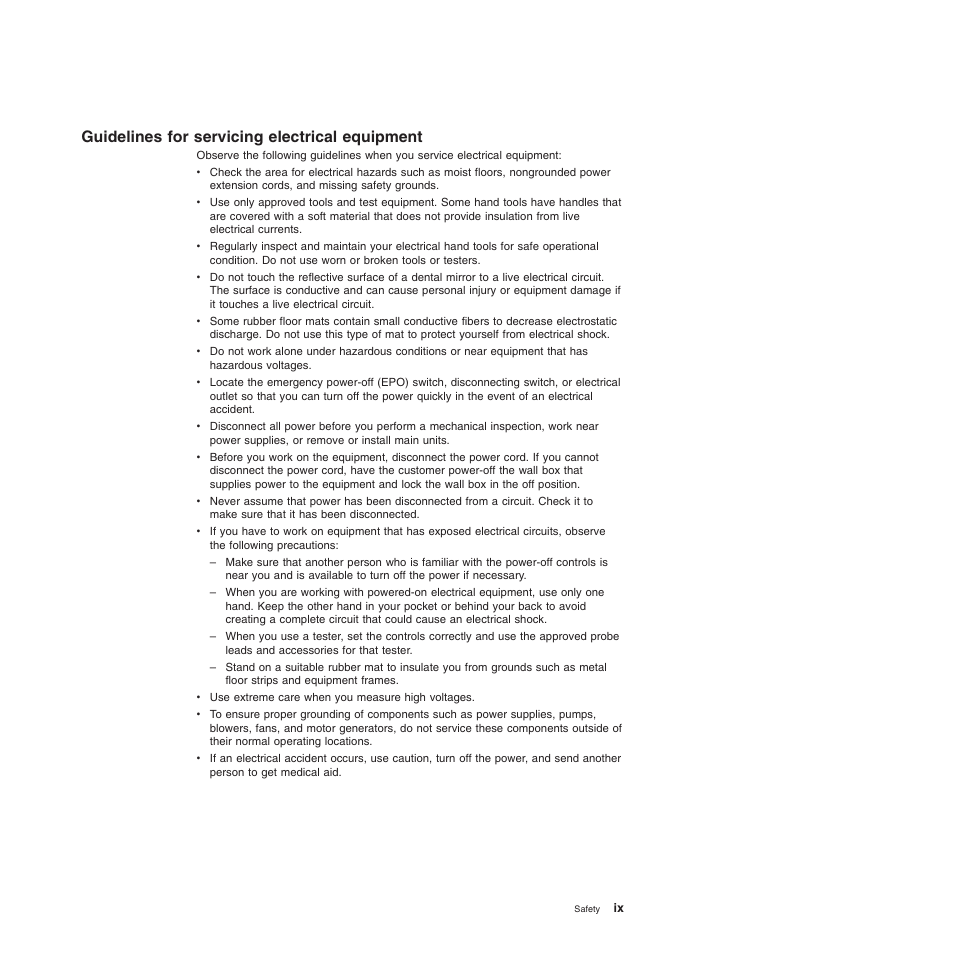 Guidelines for servicing electrical equipment | Lenovo TS100 User Manual | Page 11 / 284