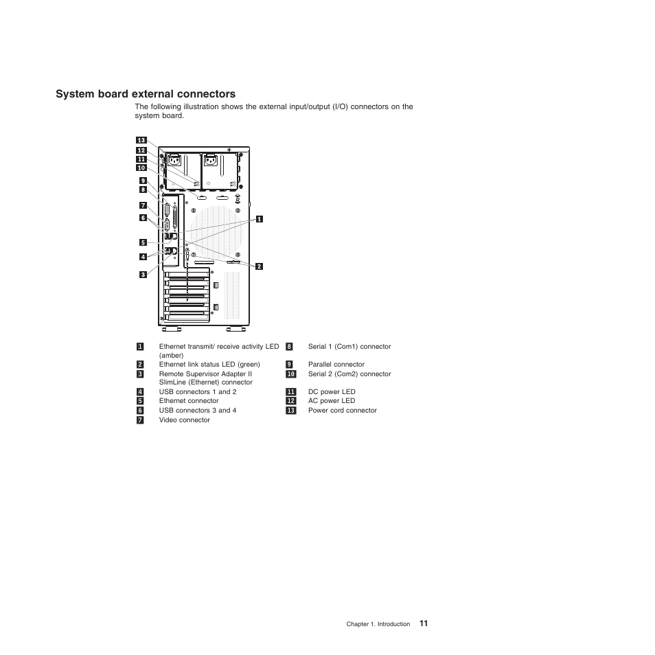System board external connectors | Lenovo TS100 User Manual | Page 29 / 284