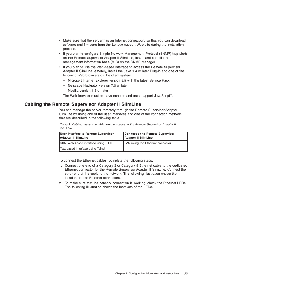 Cabling the remote supervisor adapter ii slimline | Lenovo TS100 User Manual | Page 51 / 284