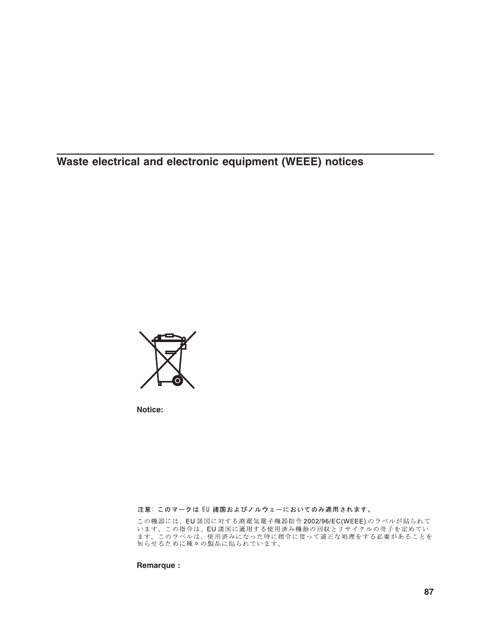 Waste, Electrical, Electronic | Equipment, Weee), Notices | Lenovo 6446 User Manual | Page 101 / 112