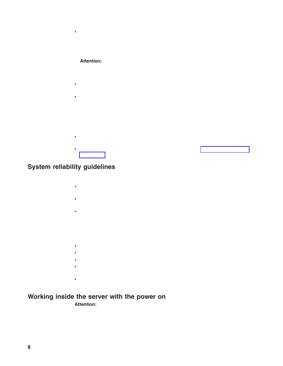 System reliability guidelines, Working inside the server with the power on, System | Reliability, Guidelines, Working, Inside, Server, With, Power | Lenovo 6446 User Manual | Page 22 / 112
