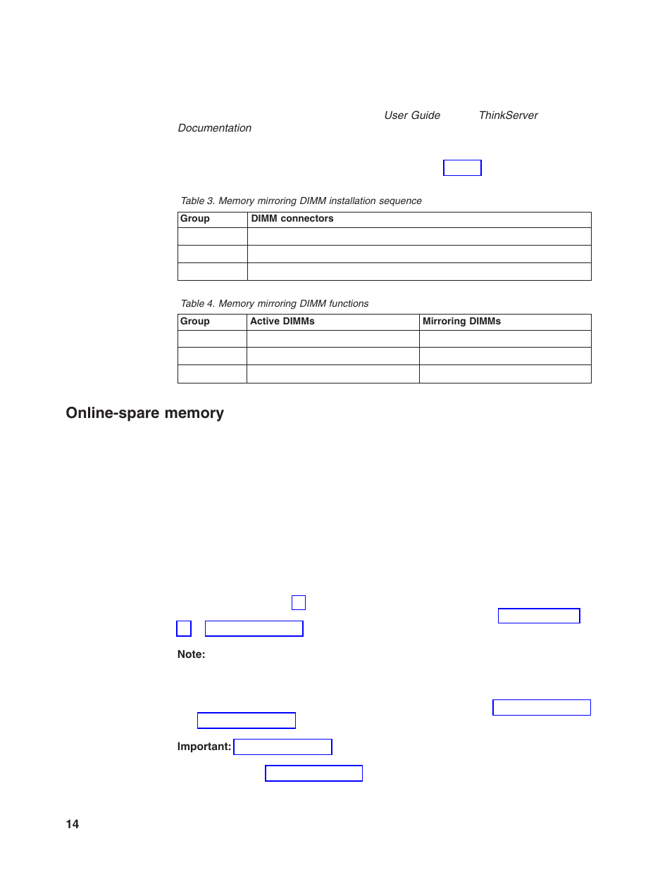 Online-spare memory, Online-spare, Memory | Lenovo 6446 User Manual | Page 28 / 112