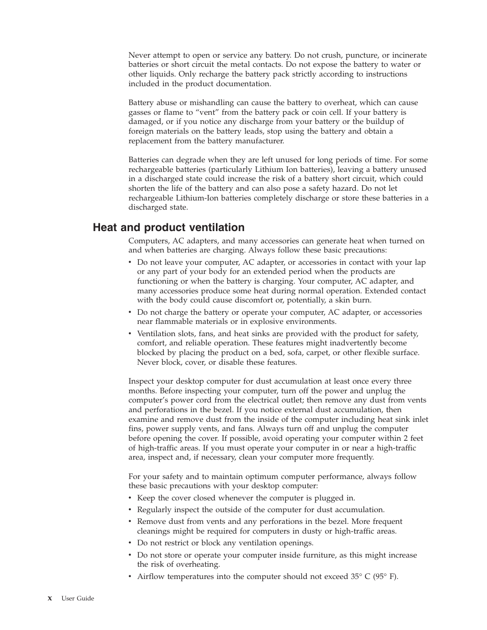 Heat and product ventilation, Heat, Product | Ventilation | Lenovo 6491 User Manual | Page 12 / 98