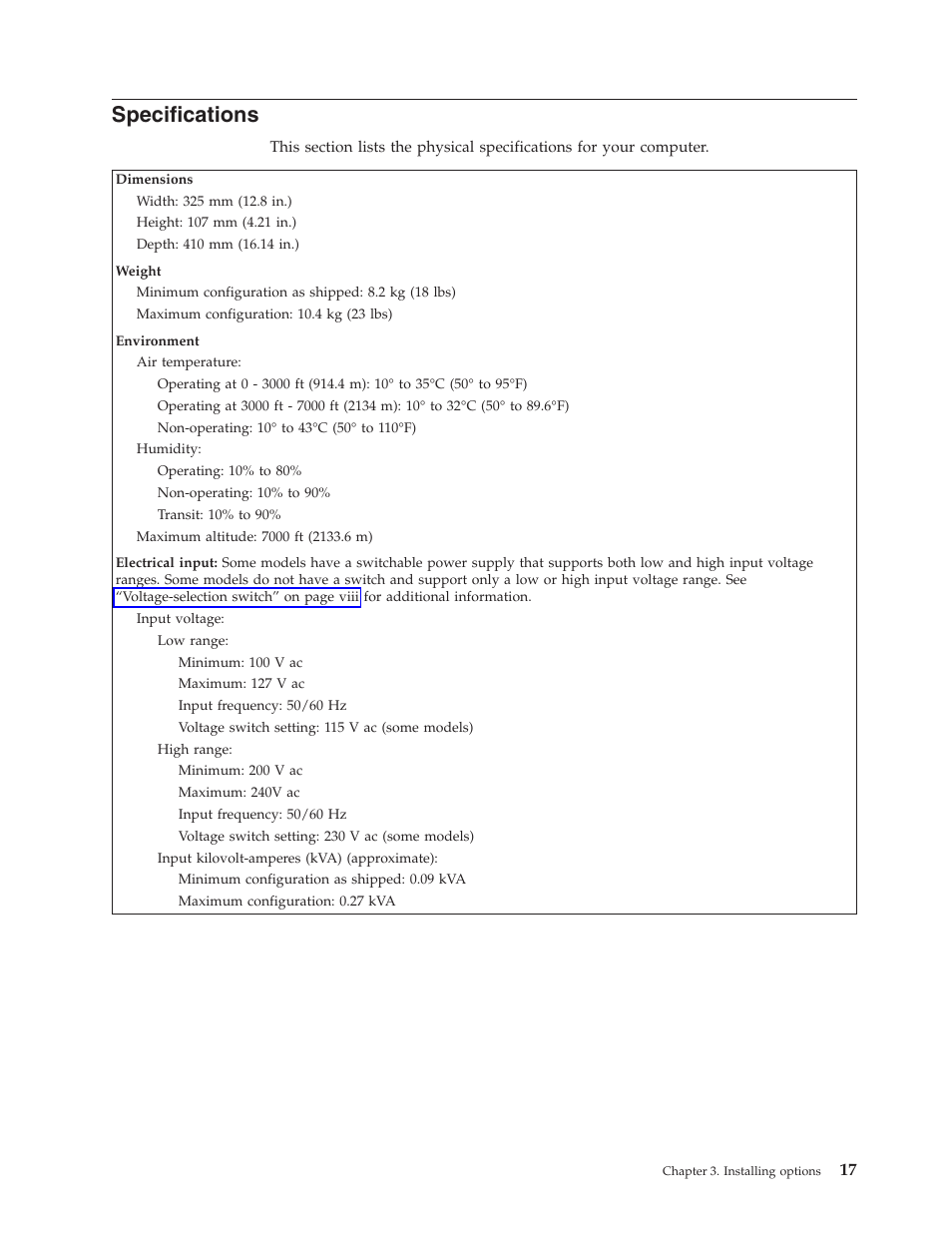 Specifications | Lenovo 6491 User Manual | Page 37 / 98