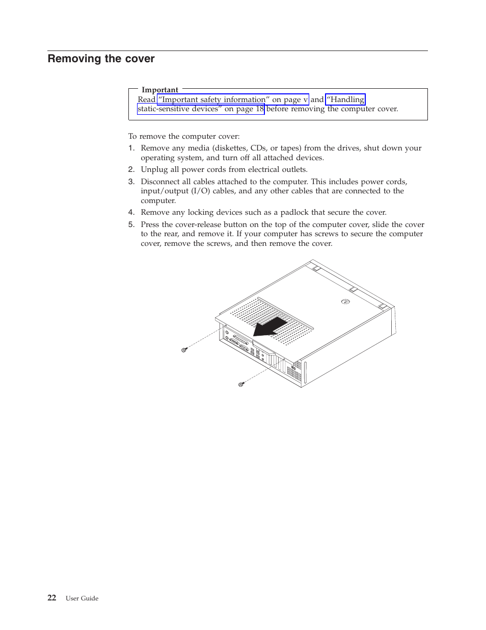 Removing the cover, Removing, Cover | Lenovo 6491 User Manual | Page 42 / 98