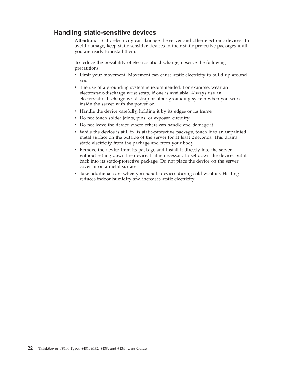 Handling static-sensitive devices, Handling, Static-sensitive | Devices | Lenovo 6434 User Manual | Page 36 / 96