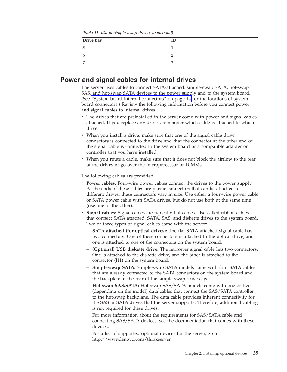 Power and signal cables for internal drives, Power, Signal | Cables, Internal, Drives | Lenovo 6434 User Manual | Page 53 / 96