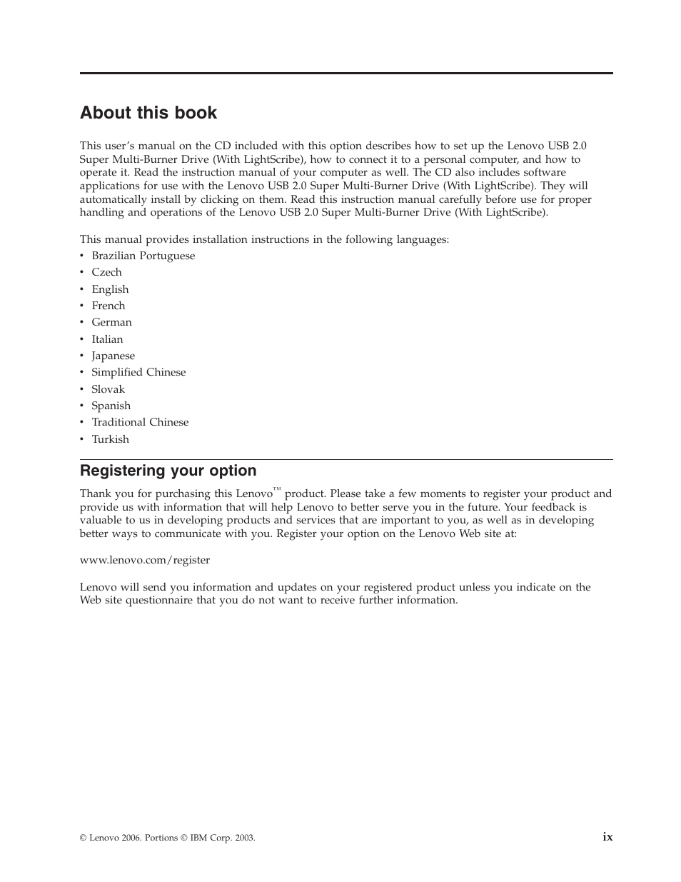 About this book, Registering your option, About | This, Book, Registering, Your, Option | Lenovo 41N5631 User Manual | Page 11 / 68