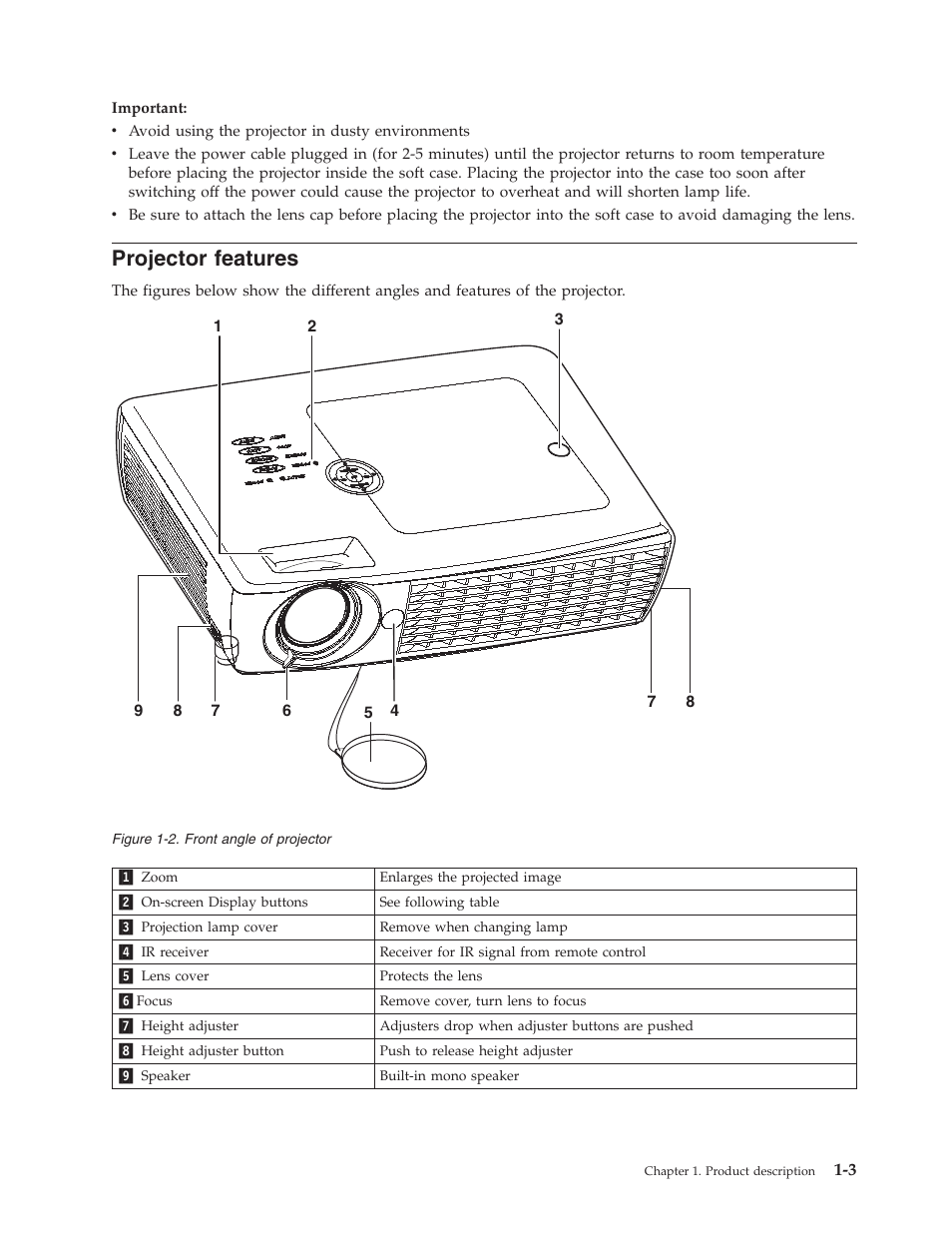 Projector features, Projector, Features | Lenovo C500 User Manual | Page 17 / 92
