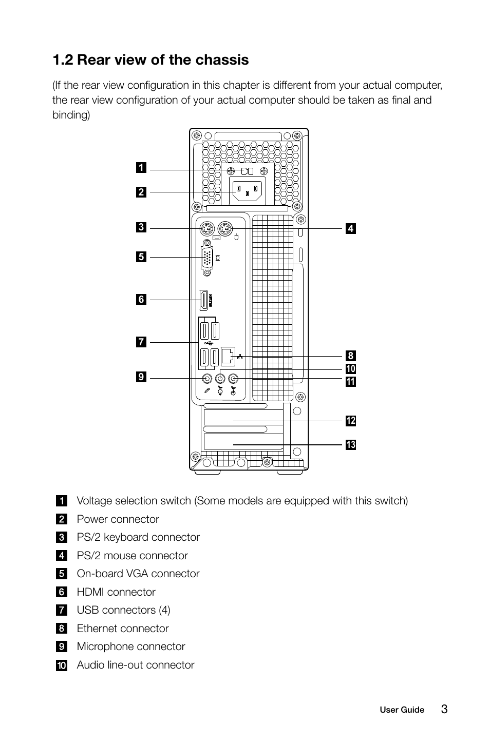 2 rear view of the chassis | Lenovo 10041-10049 User Manual | Page 8 / 35
