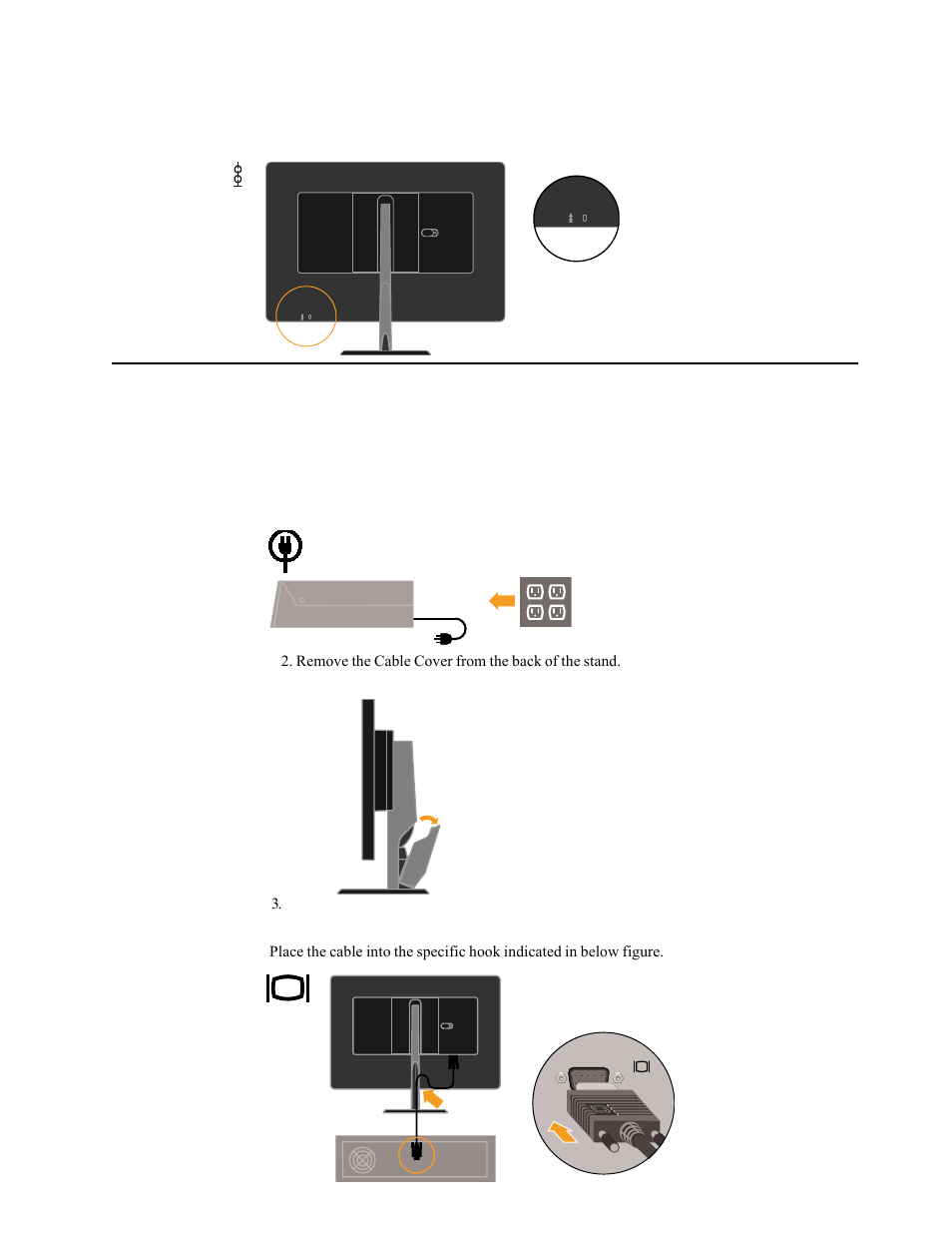 Setting up your monitor, Connecting and turning on your monitor, Setting up your monitor -4 | Connecting and turning on your monitor -4, Cable lock slot | Lenovo L222 4432-HF1 User Manual | Page 7 / 26