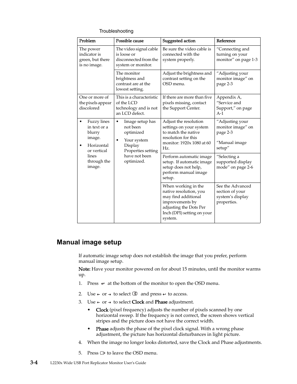 Manual image setup, Manual image setup -4 | Lenovo L2230x User Manual | Page 21 / 37