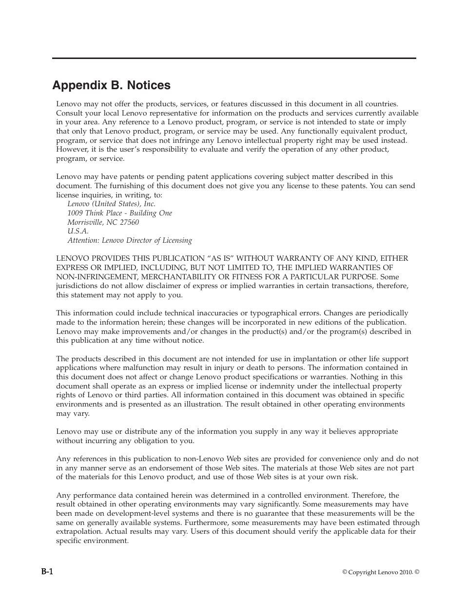 Appendix b. notices, Appendix, Notices | Lenovo L2230x User Manual | Page 36 / 37