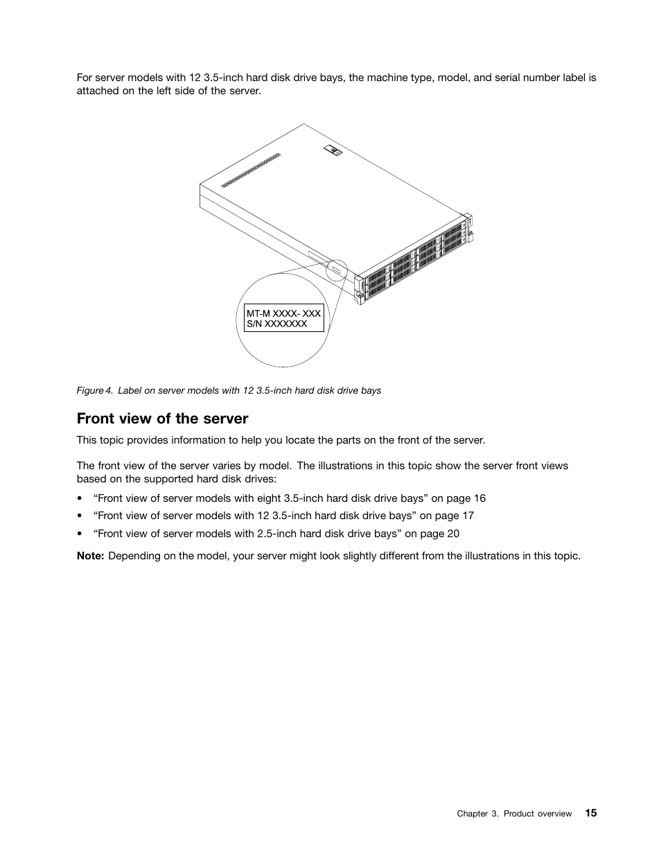Front view of the server | Lenovo RD430 User Manual | Page 27 / 218