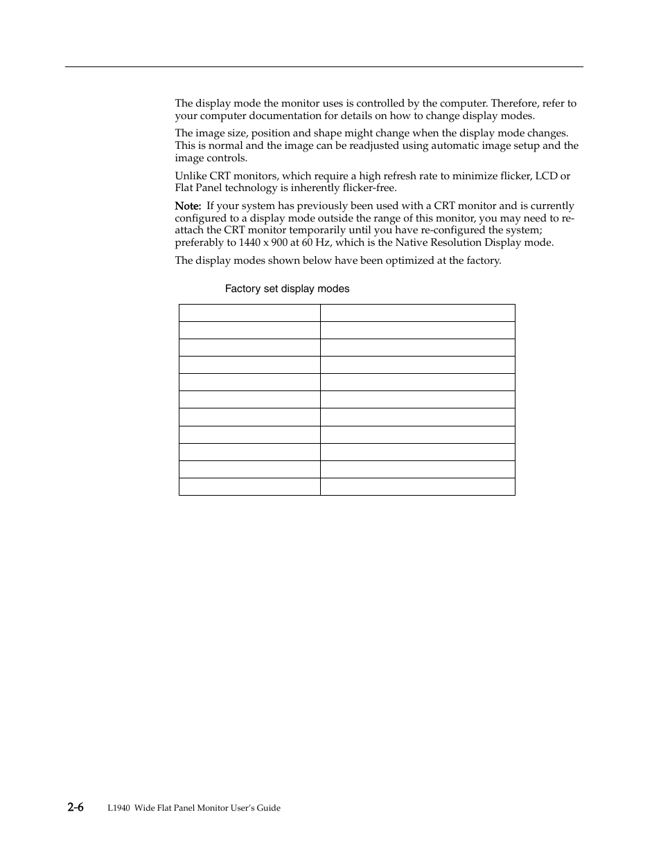 Selecting a supported display mode, Selecting a supported display mode -6 | Lenovo L1940 User Manual | Page 15 / 32
