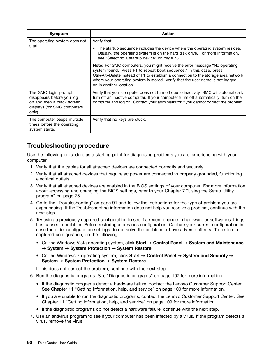 Troubleshooting procedure | Lenovo THINKCENTRE 4473 User Manual | Page 104 / 142