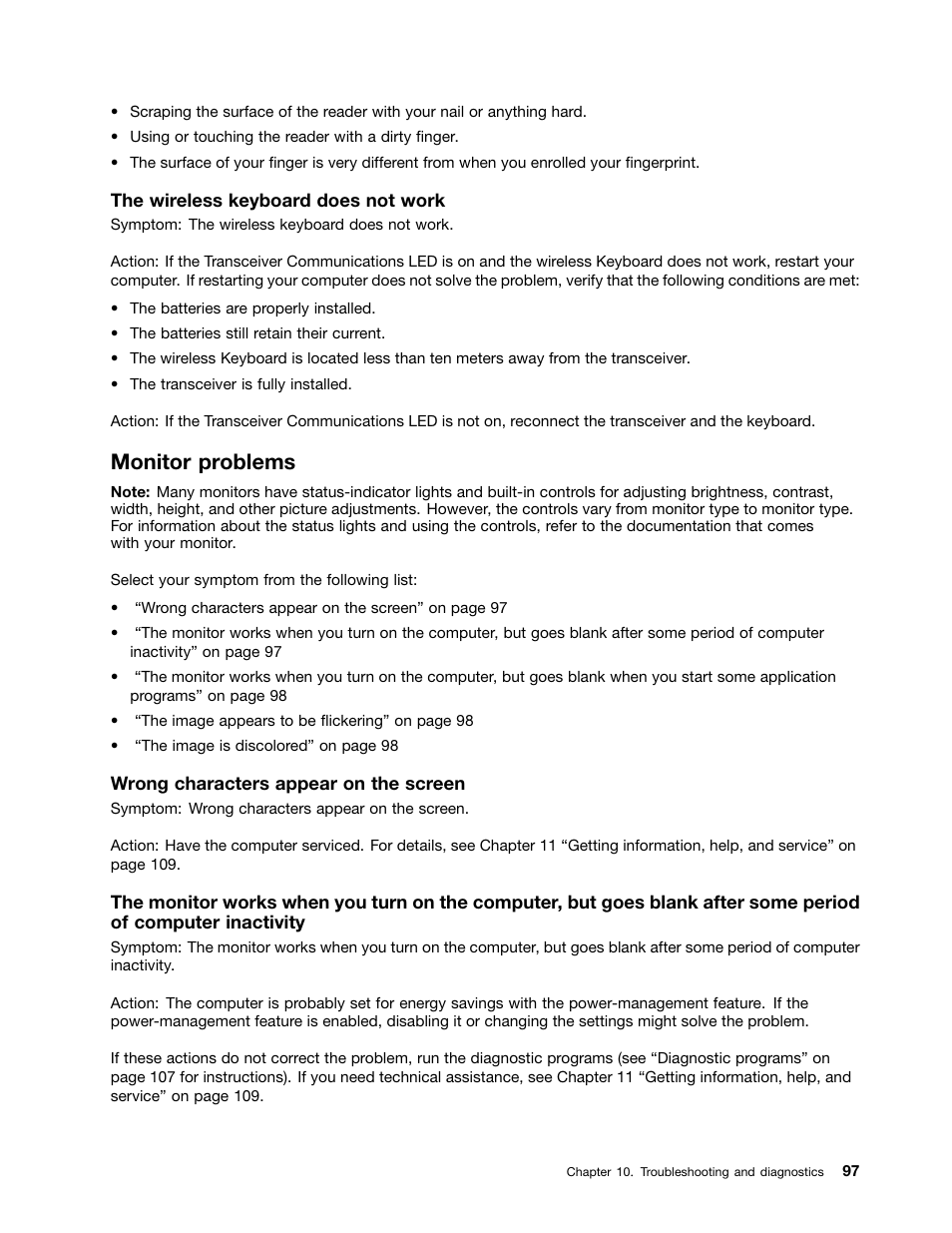 Monitor problems | Lenovo THINKCENTRE 4473 User Manual | Page 111 / 142
