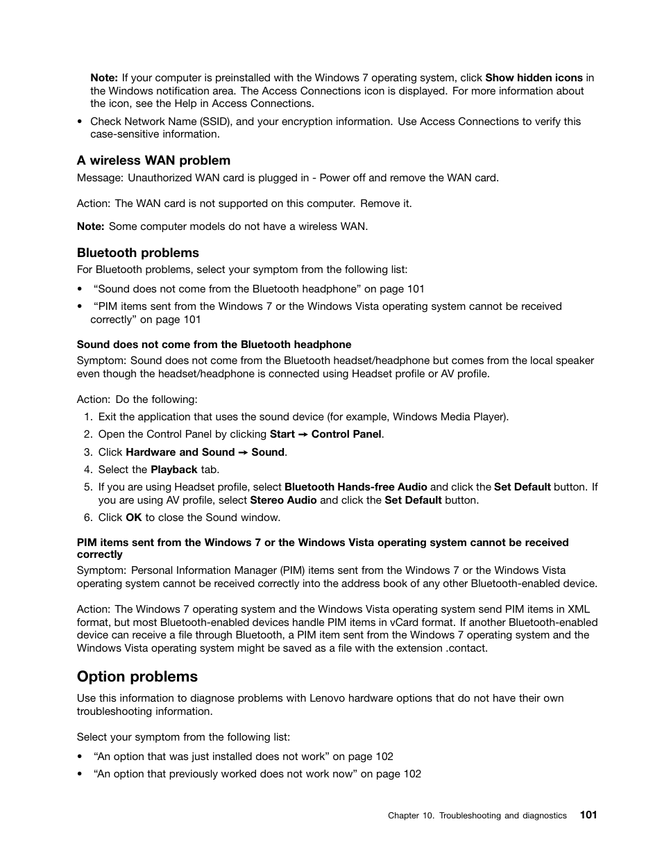 Option problems | Lenovo THINKCENTRE 4473 User Manual | Page 115 / 142