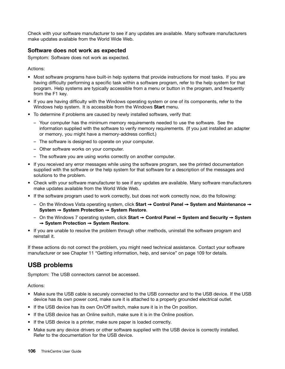 Usb problems | Lenovo THINKCENTRE 4473 User Manual | Page 120 / 142