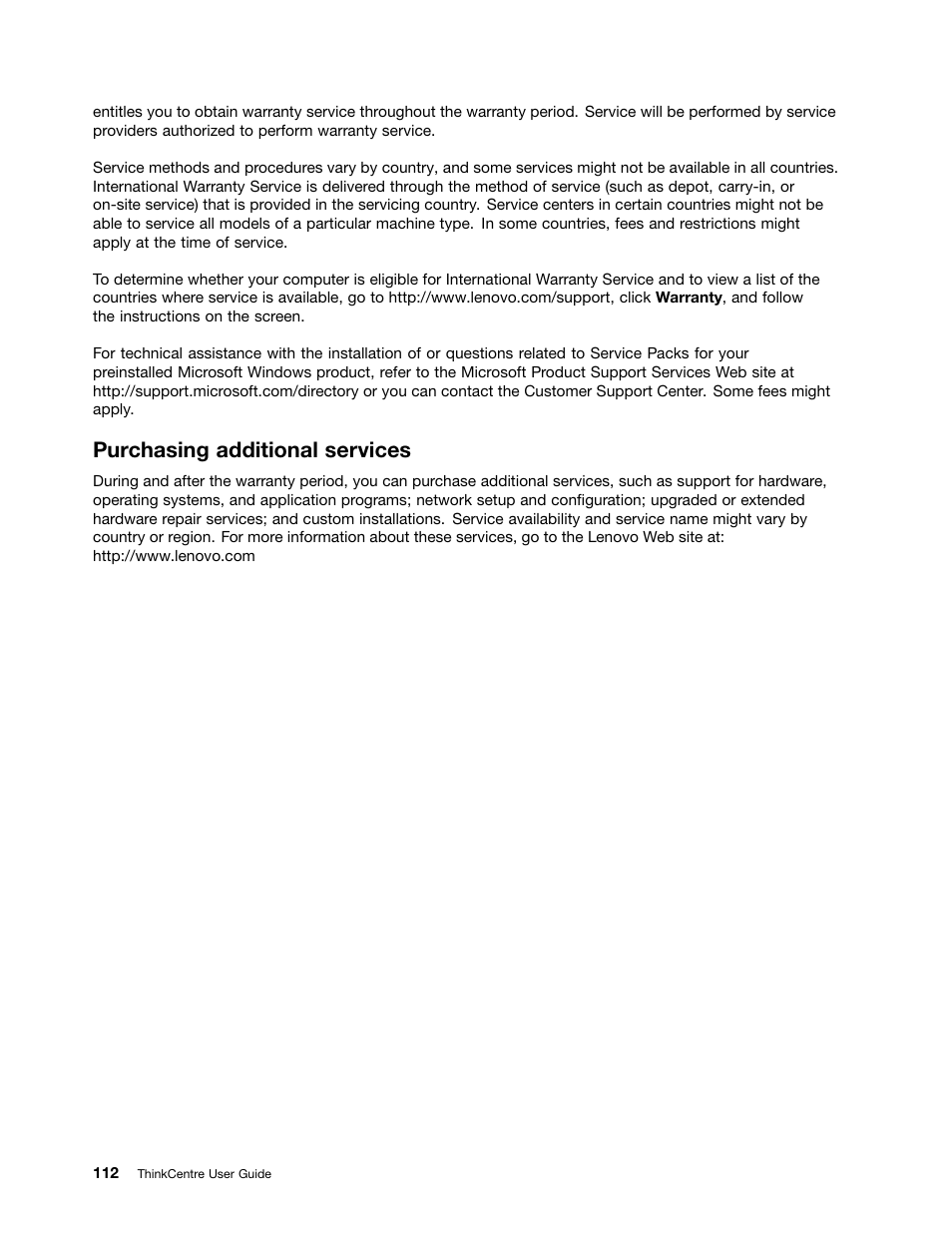 Purchasing additional services | Lenovo THINKCENTRE 4473 User Manual | Page 126 / 142