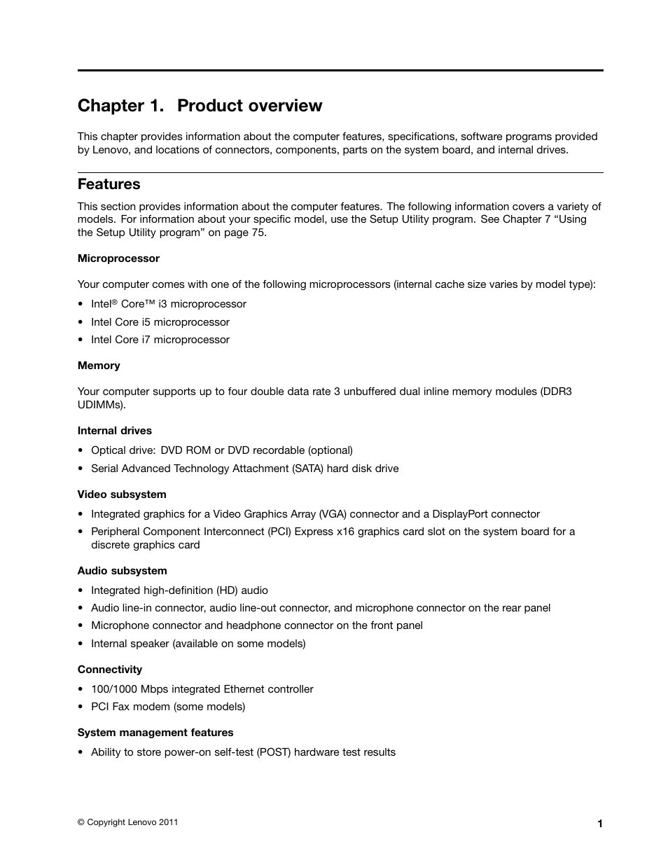 Chapter 1. product overview, Features | Lenovo THINKCENTRE 4473 User Manual | Page 15 / 142