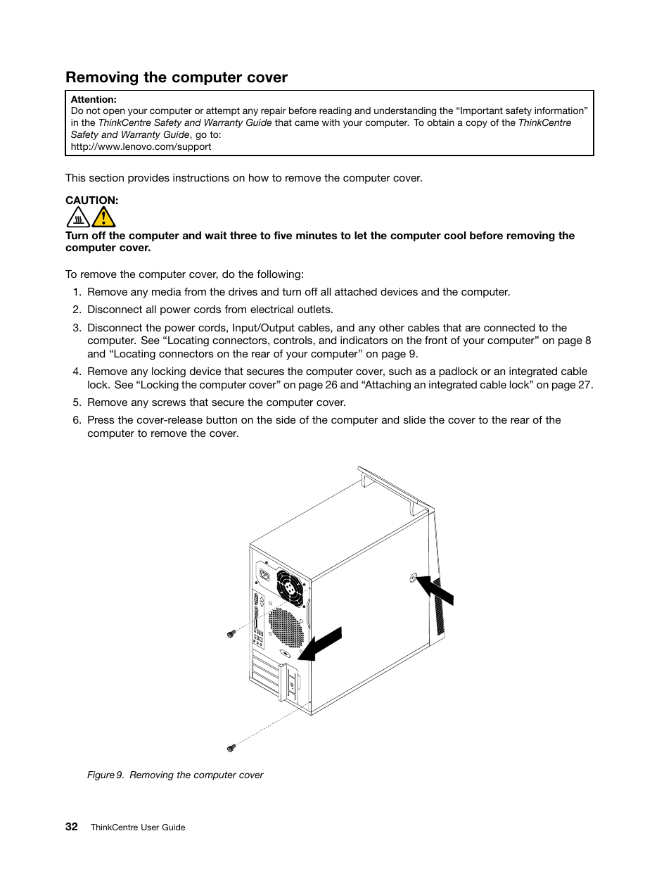 Removing the computer cover | Lenovo THINKCENTRE 4473 User Manual | Page 46 / 142