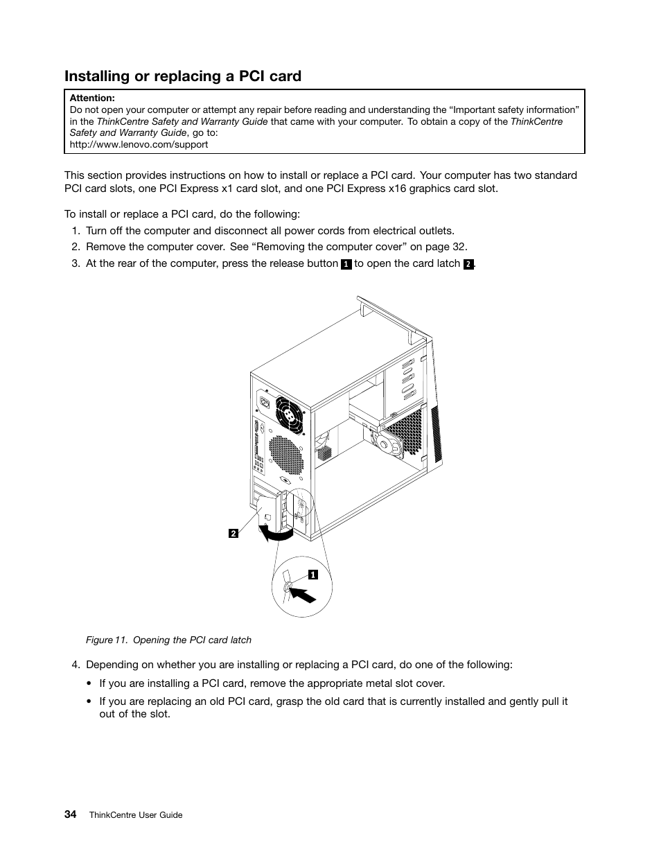 Installing or replacing a pci card | Lenovo THINKCENTRE 4473 User Manual | Page 48 / 142