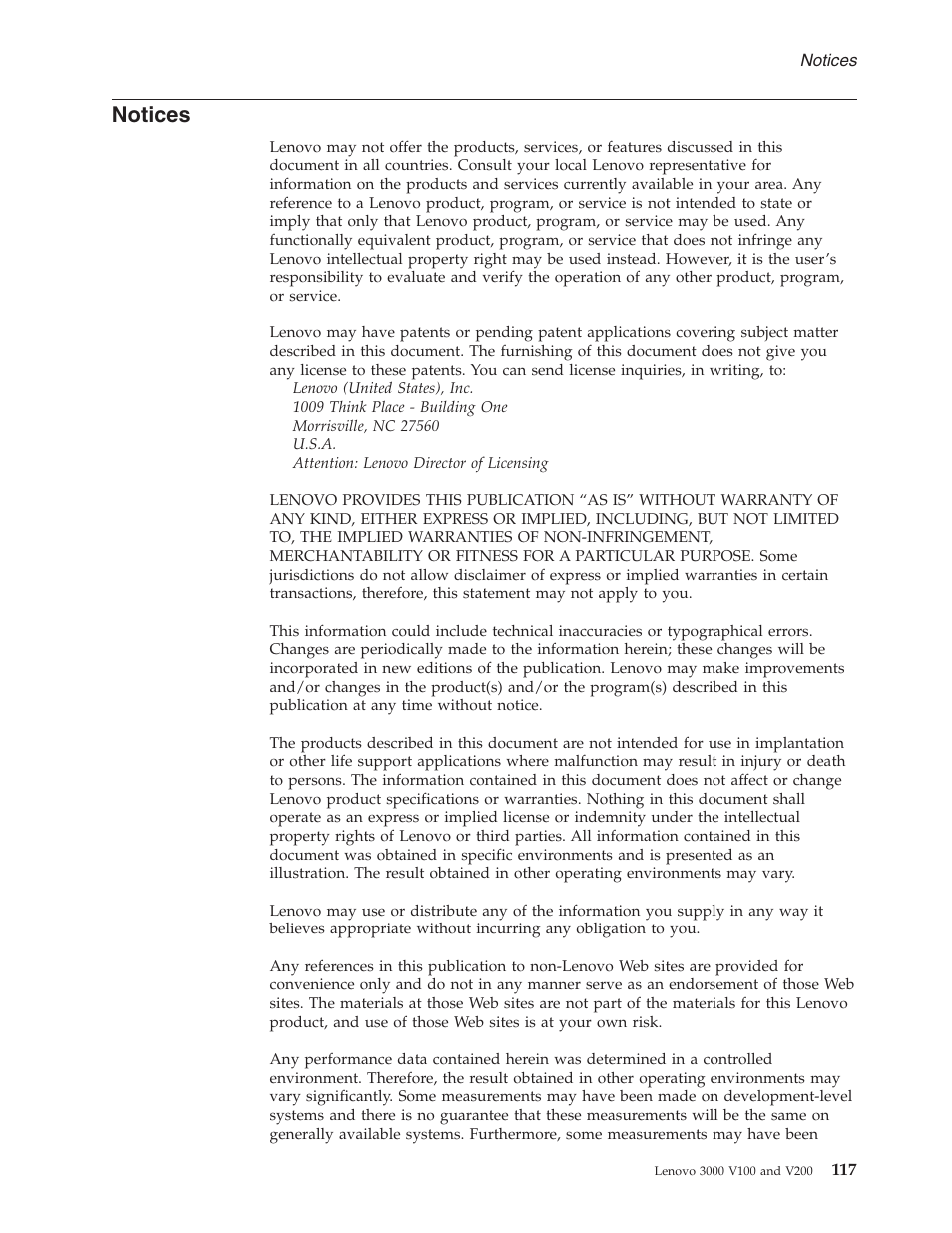 Notices | Lenovo V100 User Manual | Page 123 / 126