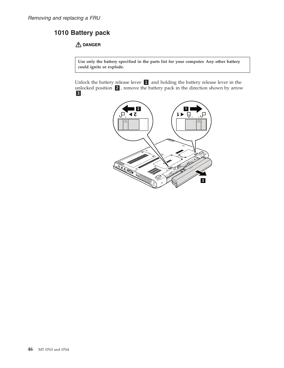 1010 battery pack, Battery, Pack | Lenovo V100 User Manual | Page 52 / 126