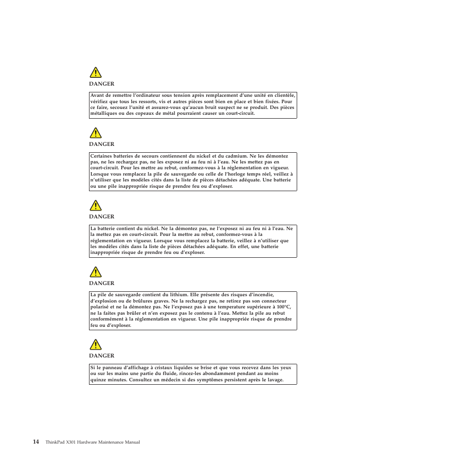 French | Lenovo X301 User Manual | Page 22 / 180