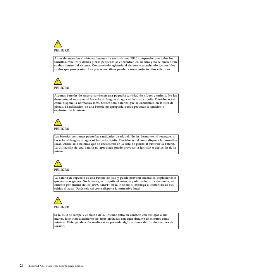 Spanish | Lenovo X301 User Manual | Page 32 / 180