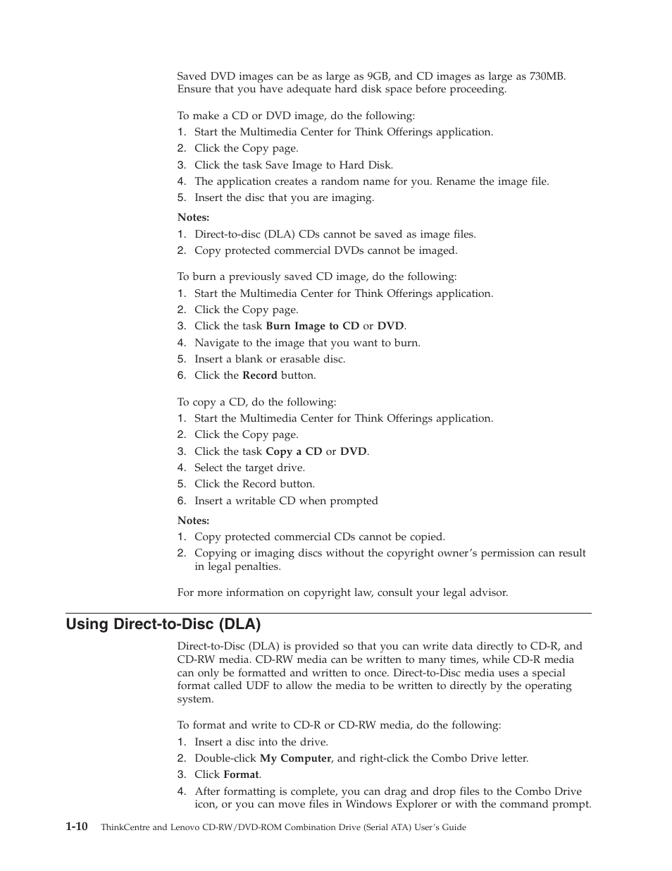 Using direct-to-disc (dla), Using, Direct-to-disc | Dla) | Lenovo ThinkCentre 41N5624 User Manual | Page 24 / 66