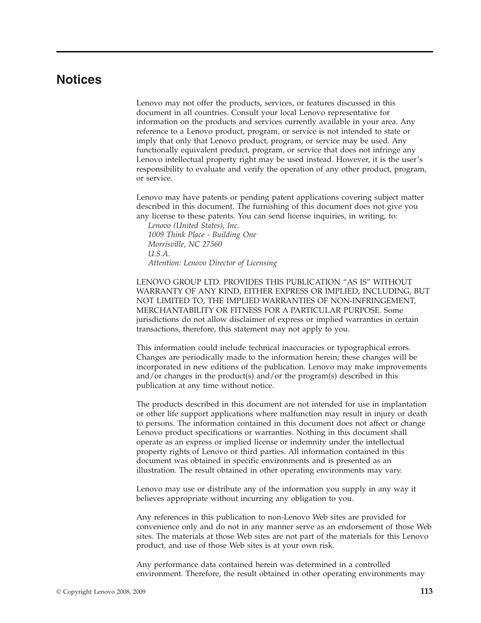 Notices | Lenovo 3000 N500 User Manual | Page 121 / 124