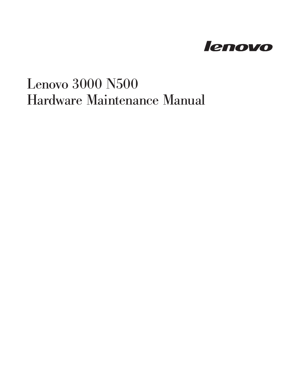 Lenovo, N500, Hardware | Maintenance, Manual | Lenovo 3000 N500 User Manual | Page 3 / 124