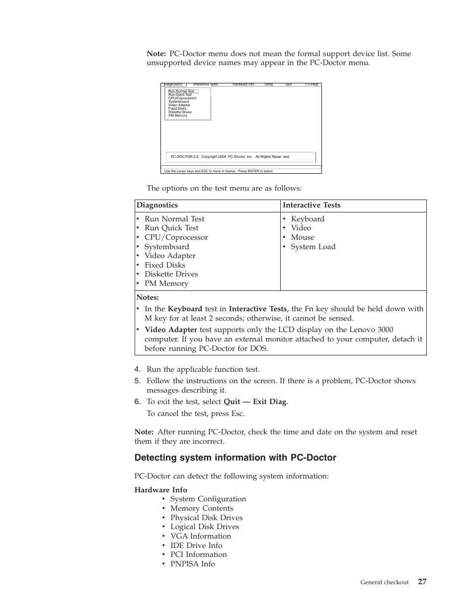 Detecting system information with pc-doctor, Detecting, System | Information, With, Pc-doctor | Lenovo 3000 N500 User Manual | Page 35 / 124