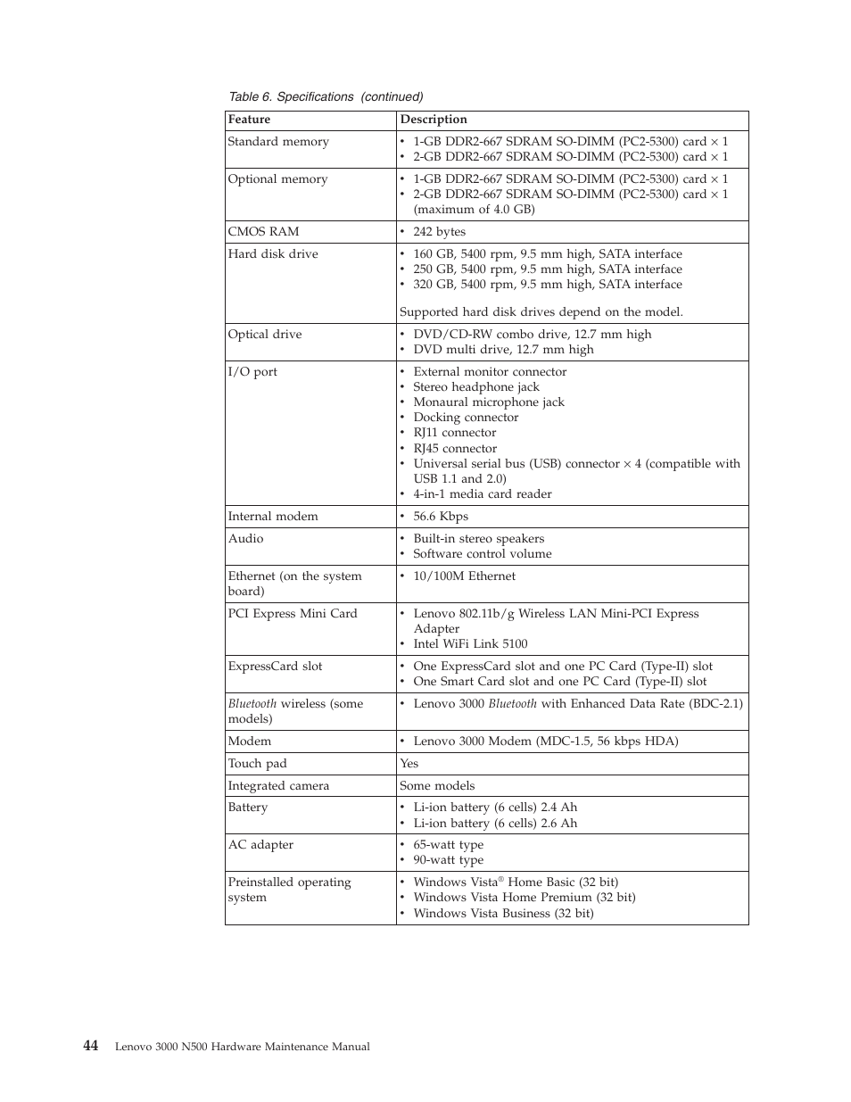 Lenovo 3000 N500 User Manual | Page 52 / 124