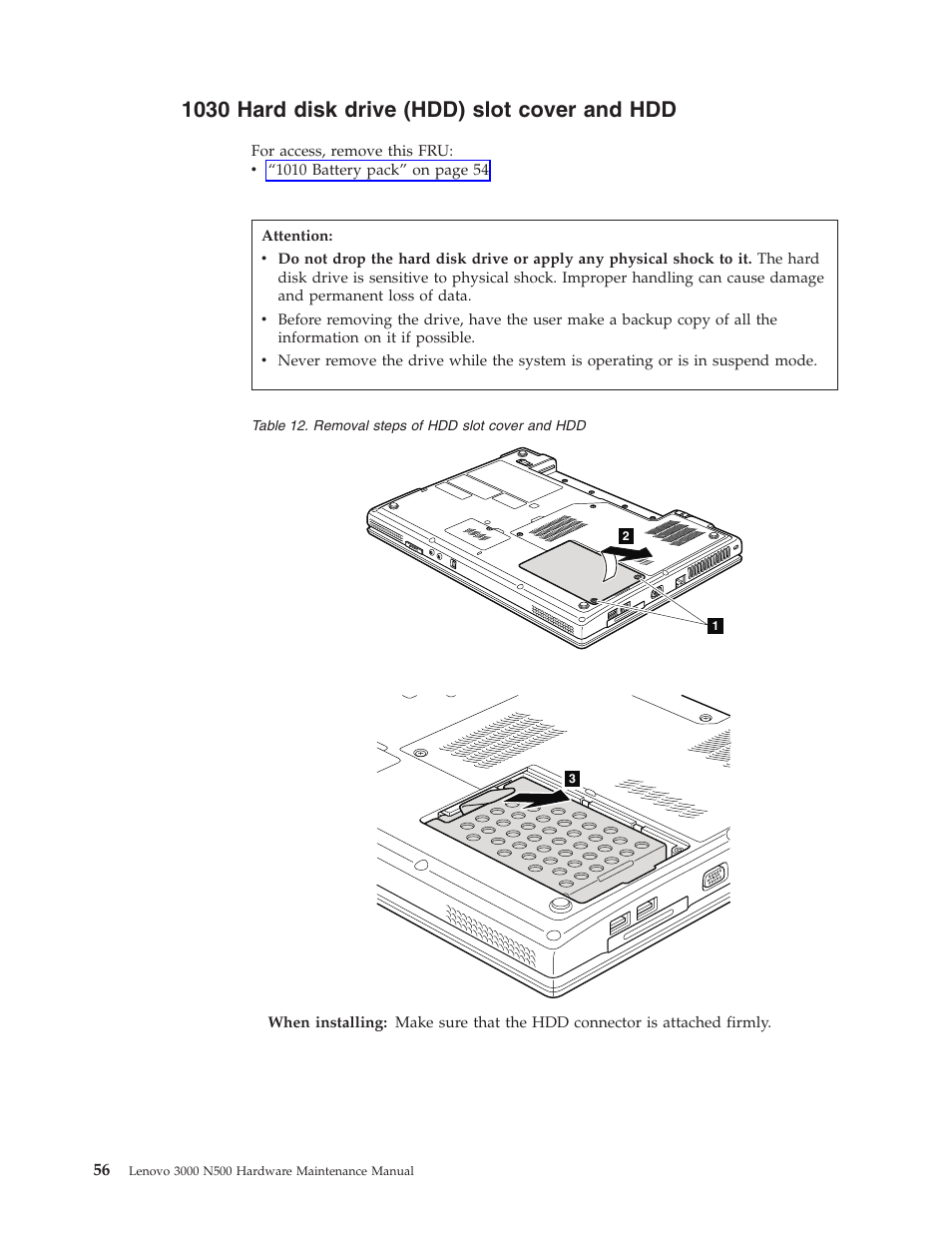 1030 hard disk drive (hdd) slot cover and hdd, Hard, Disk | Drive, Hdd), Slot, Cover | Lenovo 3000 N500 User Manual | Page 64 / 124