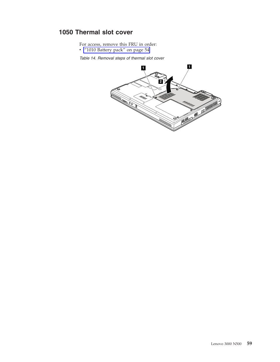 1050 thermal slot cover, Thermal, Slot | Cover | Lenovo 3000 N500 User Manual | Page 67 / 124