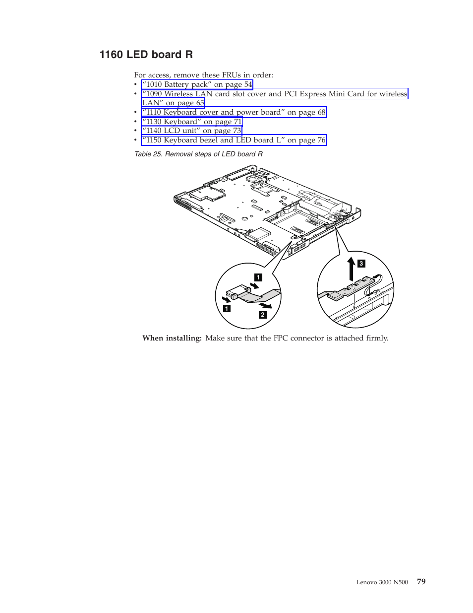 1160 led board r, Board | Lenovo 3000 N500 User Manual | Page 87 / 124