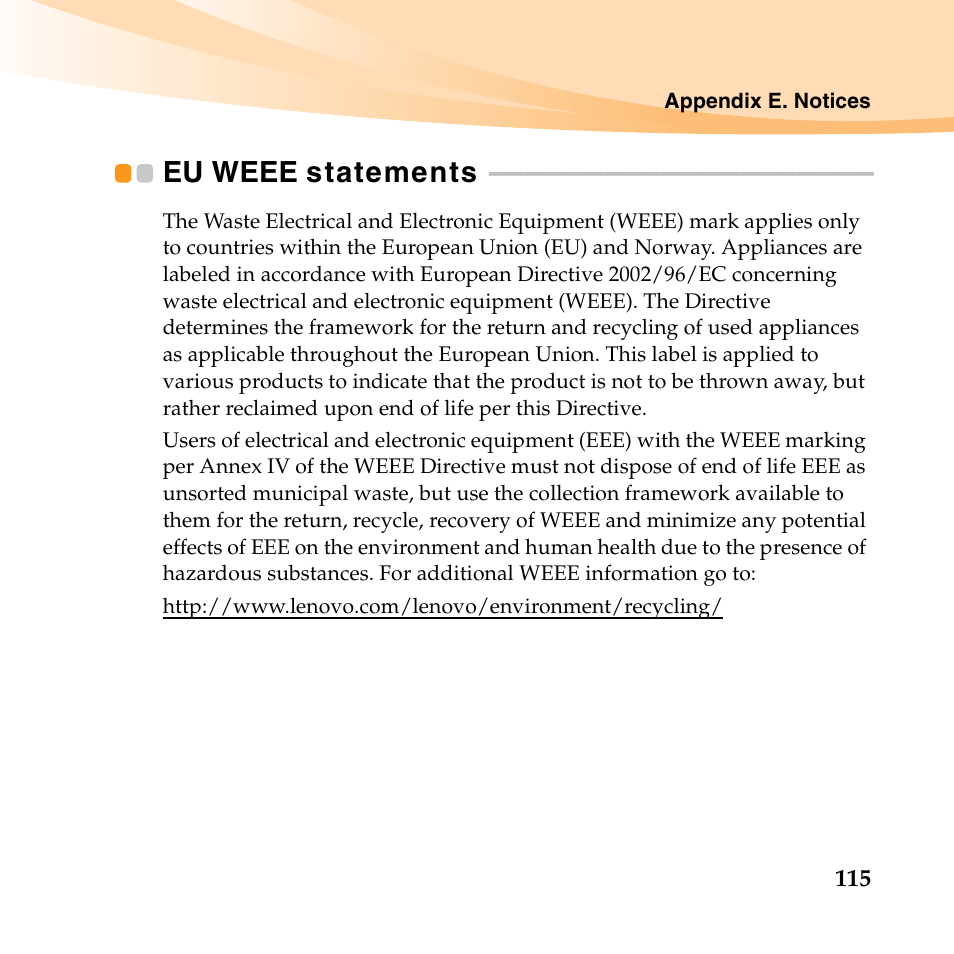 Eu weee statements | Lenovo IdeaPad U455 User Manual | Page 129 / 142