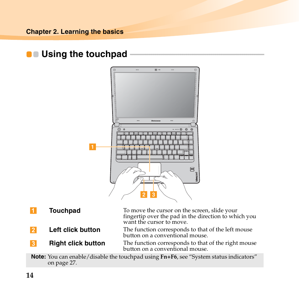 Using the touchpad | Lenovo IdeaPad U455 User Manual | Page 28 / 142