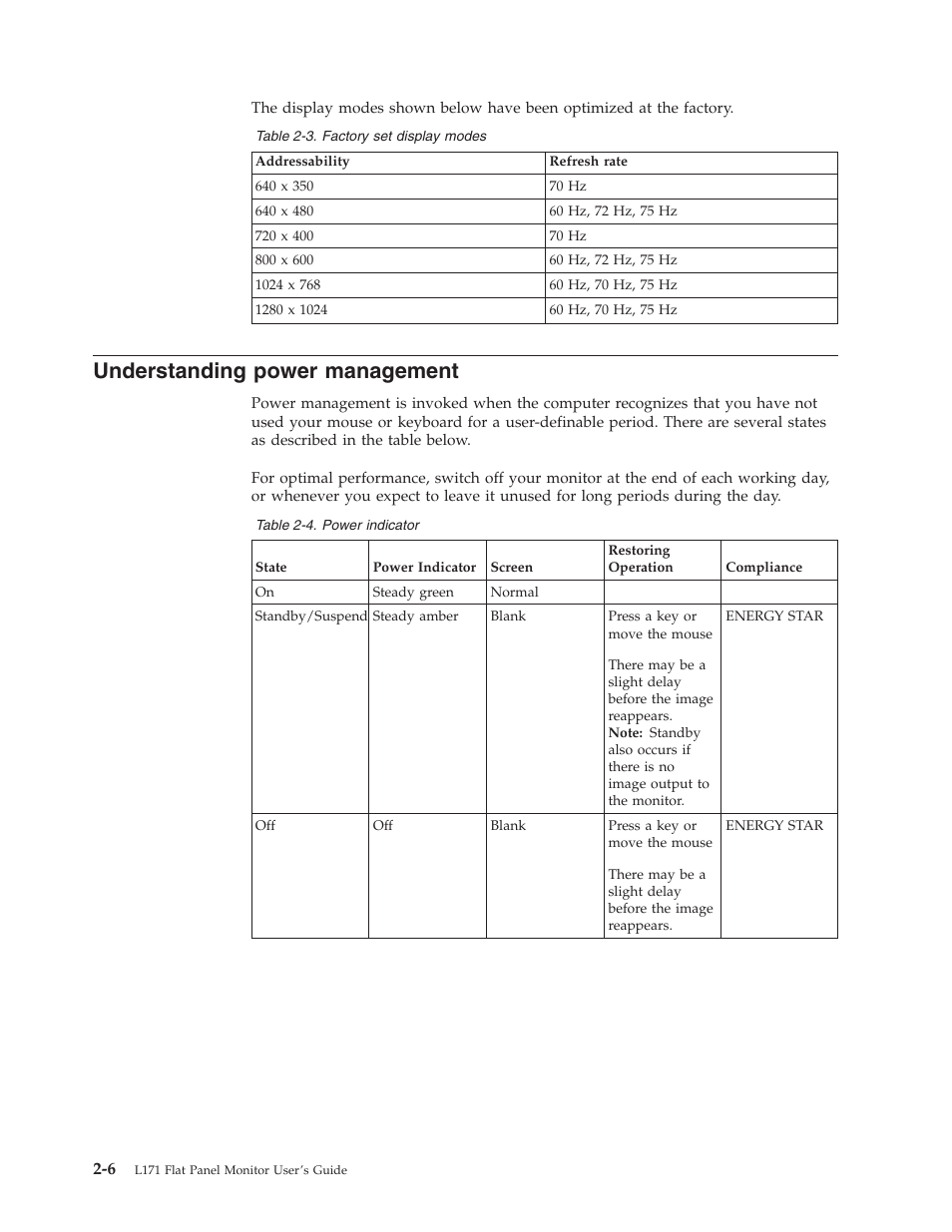 Understanding power management, Understanding, Power | Management | Lenovo L171 User Manual | Page 15 / 30