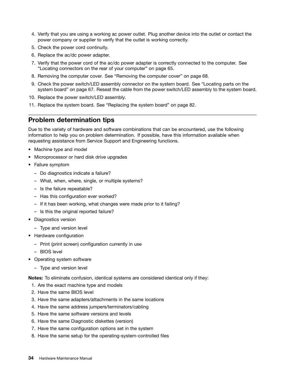 Problem determination tips | Lenovo 3980 User Manual | Page 40 / 110