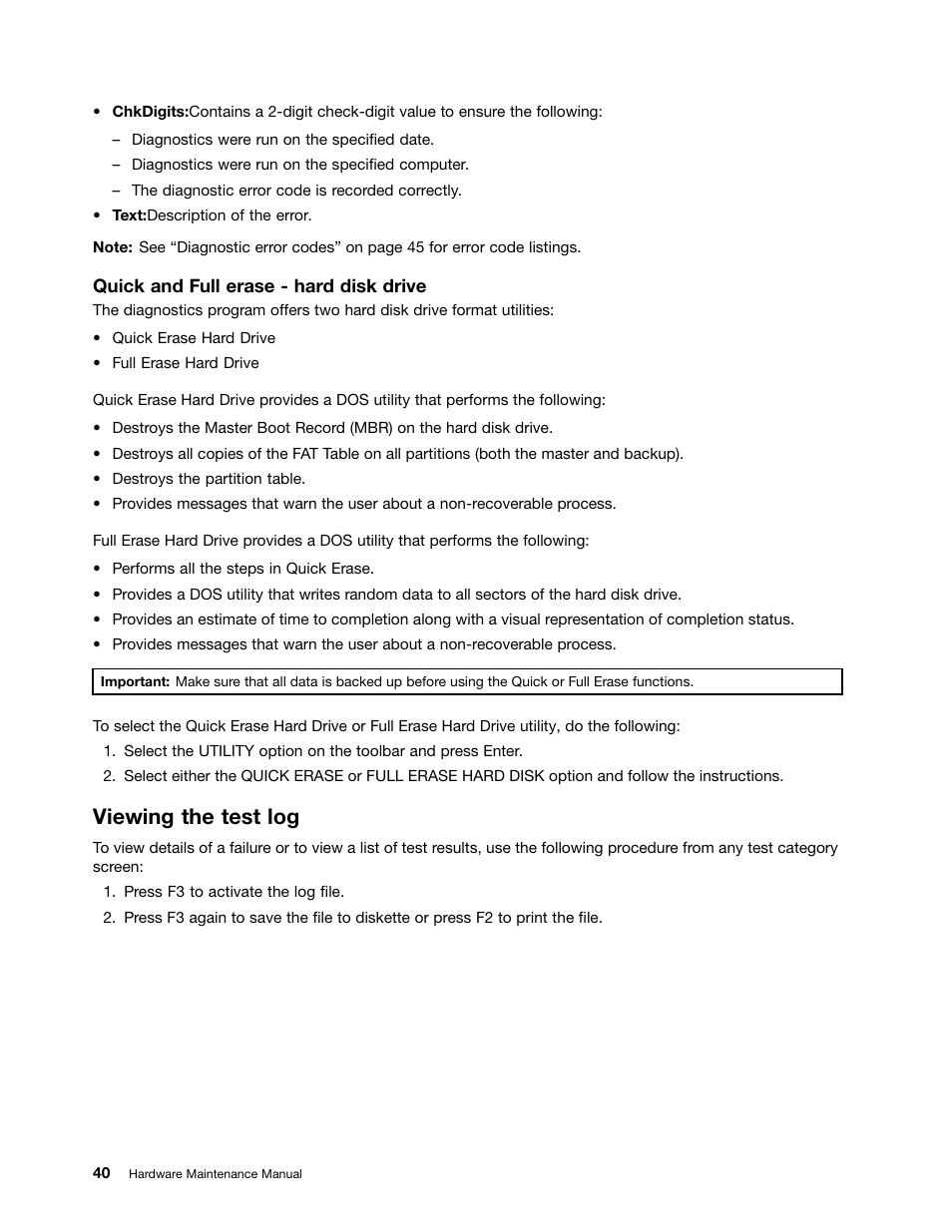Viewing the test log | Lenovo 3980 User Manual | Page 46 / 110