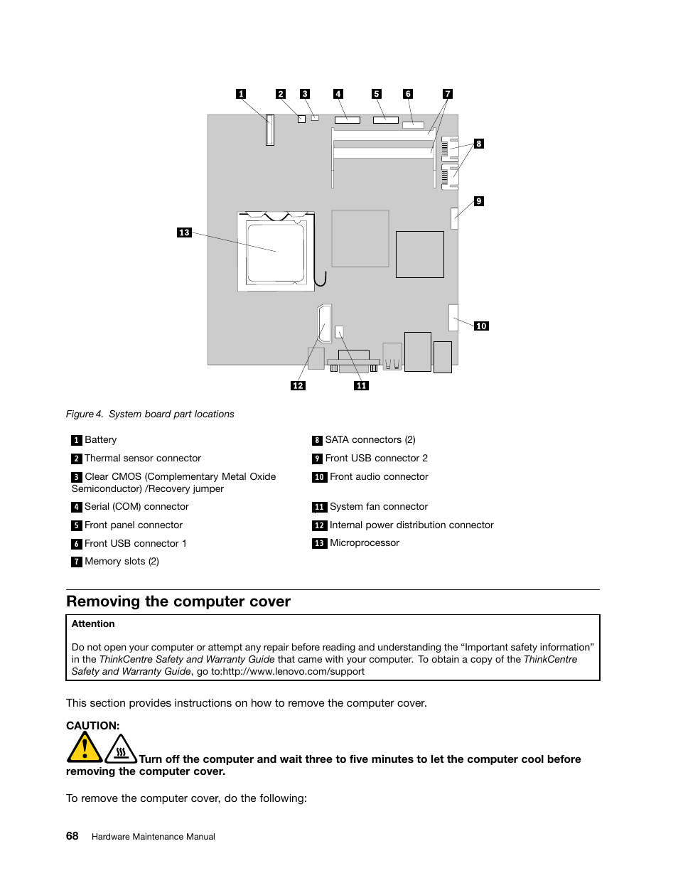 Removing the computer cover | Lenovo 3980 User Manual | Page 74 / 110