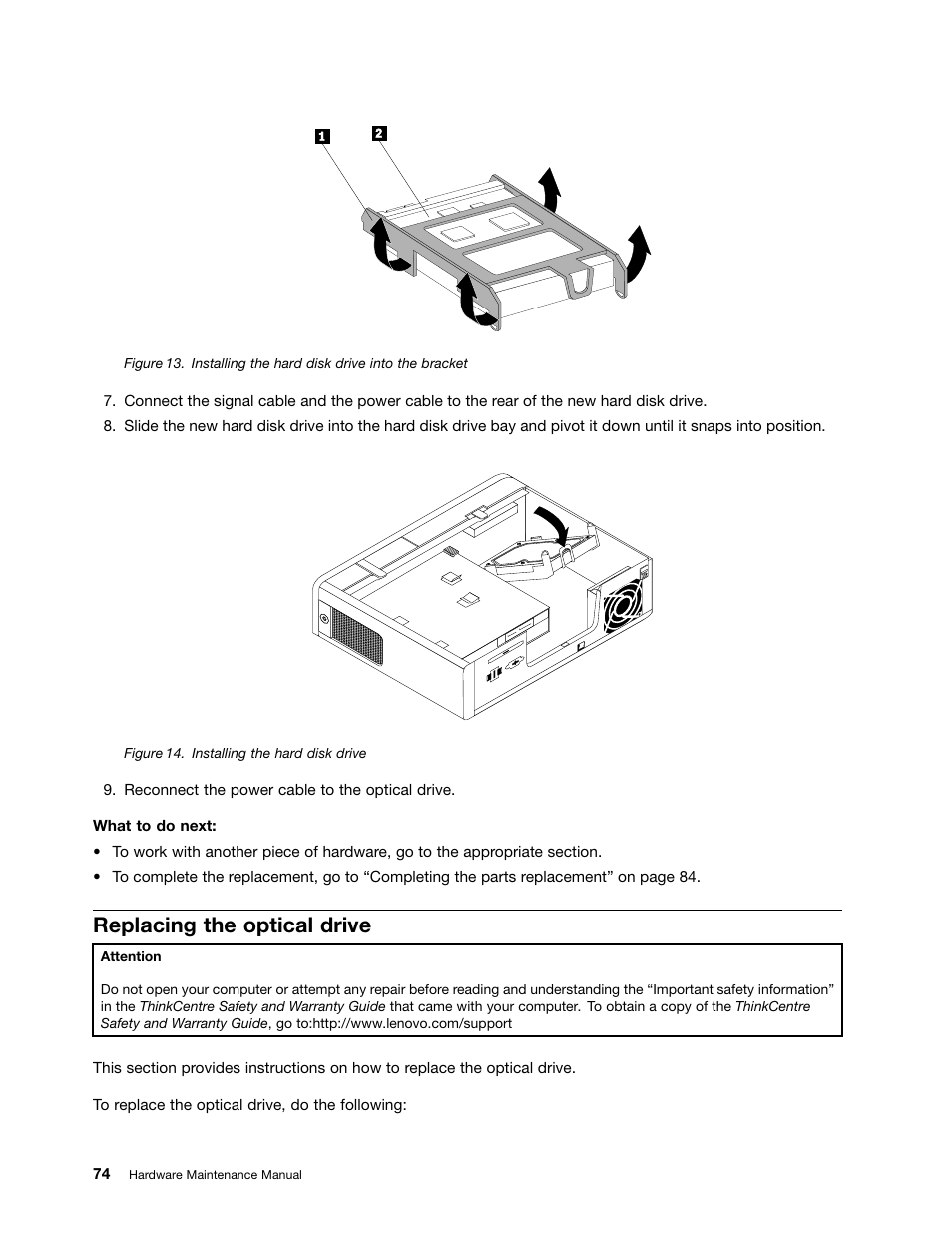 Replacing the optical drive | Lenovo 3980 User Manual | Page 80 / 110