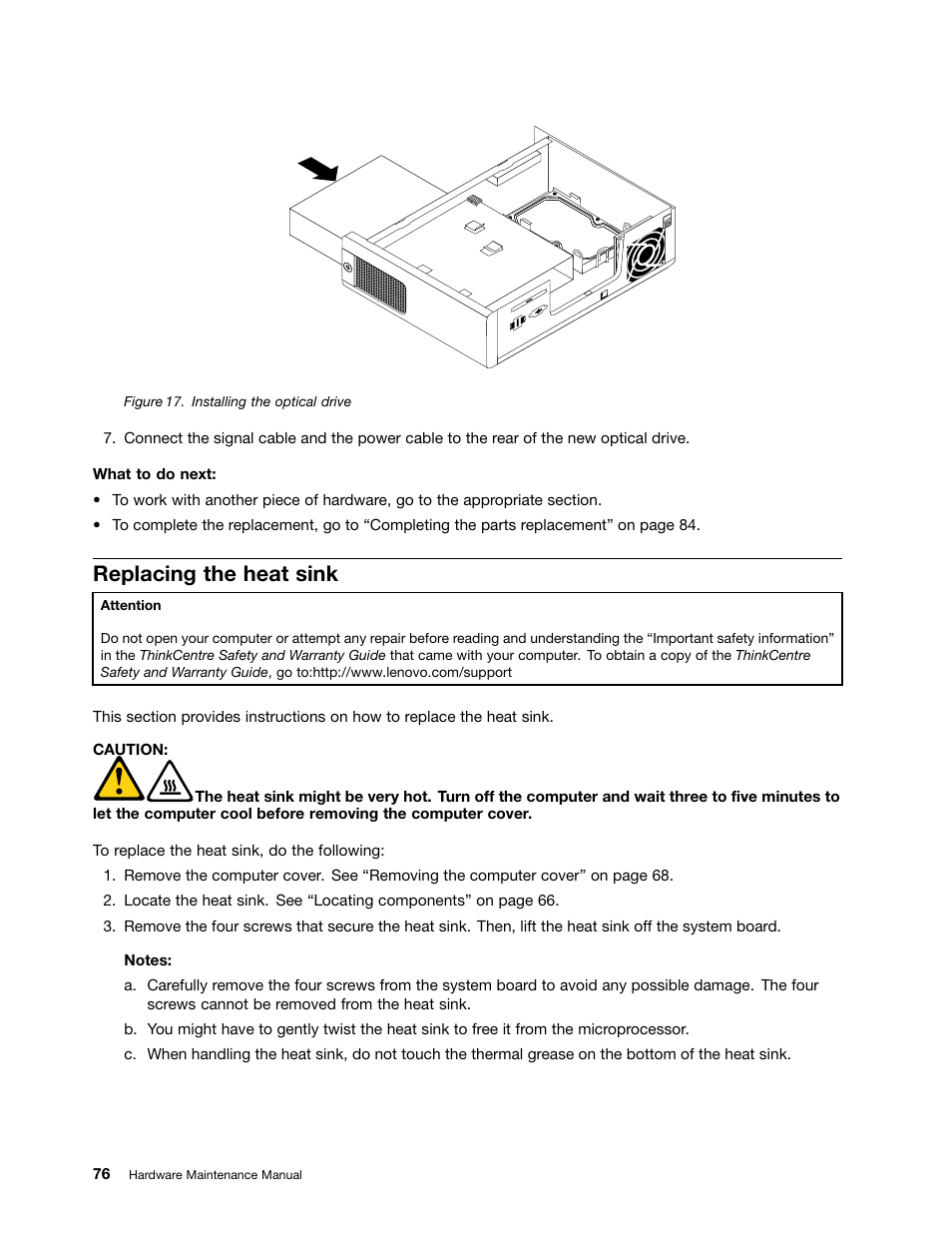 Replacing the heat sink | Lenovo 3980 User Manual | Page 82 / 110